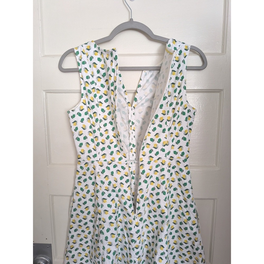 Boden Mischa Lemon Lime Print Fit and Flare Dress White Yellow Size 4P - Picture 7 of 7